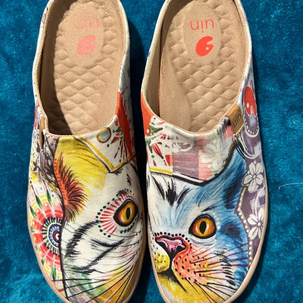 UIN Colorful Cat Design Mules - Picture 1 of 5